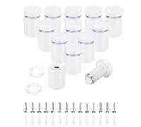 QUARKZMAN 12 Pcs 5/8" X 1" Vis de Fixation en Acier Inoxydable pour Panneaux Publicitaires en Acrylique, Kit de Quincaillerie de Montage Mural avec 14 Vis en Verre Acrylique, Blanc