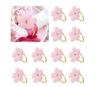 QUARKZMAN 12Pcs Anneaux De Serviette Fleuris, Attaches De Serviette Florales en Alliage pour Decorations De Table Mariage Anniversaire Fete Vacances, Rose