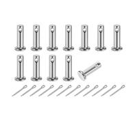QUARKZMAN 12Pcs Broches À Chape M5x16mm, 304 Acier Inoxydable À Tête Plate À Trou Unique Avec Goupilles Pour Remorque Mécanique Réparation Meubles Installation