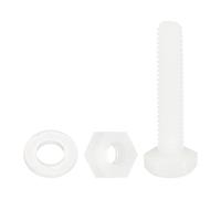 QUARKZMAN 150 Pcs/50 Ensembles Boulons Hexagonaux Nylon, M4 x 20mm Vis À Tête Hexagonale Filetage Complet Plastique et Écrous Avec Rondelles Plates Pour Accessoires, Blanc