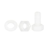 QUARKZMAN 150 Pcs/50 Ensembles Boulons Hexagonaux Nylon, M5 x 10mm Vis À Tête Hexagonale Plastique Filetage Complet Avec Écrous Et Rondelles Plates Pour Accessoires, Blanc