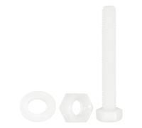 QUARKZMAN 150 Pcs/50 Ensembles Boulons Hexagonaux Nylon, M5 x 35mm Vis À Tête Hexagonale Plastique Filetées Sur Toute Longueur Avec Écrous Et Rondelles Pour Accessoires, Blanc