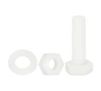 QUARKZMAN 150 Pcs/50 Ensembles Boulons Hexagonaux Nylon, M6 x 20mm Vis À Tête Hexagonale Plastique Filetées Complètes Et Écrous Avec Rondelles Plates Pour Accessoires, Blanc