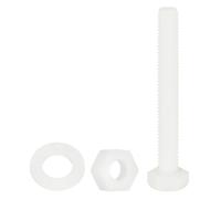 QUARKZMAN 150 Pcs/50 Ensembles Boulons Hexagonaux Nylon, M6 x 50mm Vis à Tête Hexagonale Plastique Filetage Complet et Écrous Avec Rondelles Plates Pour Accessoires, Blanc