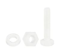 QUARKZMAN 150 Pcs/50 Sets Boulons Hexagonaux Nylon, M3 x 15mm Vis À Tête Hexagonale Plastique Filetées Complètes Avec Écrous Et Rondelles Pour Accessoiress, Blanc
