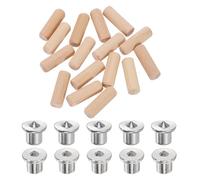 QUARKZMAN 150pcs Chevilles Rainurée Droite en Bois pour Menuiserie 10x30mm | Tourillon Bois Dur avec 10pcs Outil de Centrage Pleins et Creux pour Assemblage Meubles Étagère Travail Artisanat Bricolage
