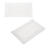 QUARKZMAN 150pcs Lace Paper Doilies 18 x 12.5 inch White Hollow Flower | Rectangle Disposable Decorative Paper Placemats, Absorbing Papers, for Cakes Desserts Food Decoration, Wedding Birthday