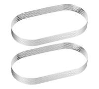 QUARKZMAN 2 Cercles à Gâteau Perforés 7,09" en Acier Inoxydable Ovale, Cercle à Tartelette Antiadhésif Poli, Cercle Épaissi à Mousse pour Desserts, Outils pour Cuisson de Gâteaux