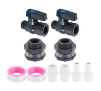 QUARKZMAN 2 Ensemble Pluie Baril Robinet Kit Plastique Gris | avec 3/4" GHT Cloison Raccord, Tuyau arrosage Adaptateur Pagode Connecteur, et Filetage Joint Ruban, Pluie Baril Robinet