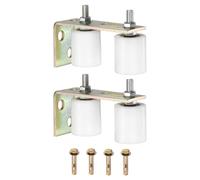 QUARKZMAN 2 Jeu De Galets Guide Pour Porte Coulissante, 1.97" L-Poteau Arrière Support Galets En Nylon Pour Porte, Kit De Galets Coulissants Réglables Pour Portes Coulissantes Grilles Grange
