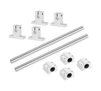 QUARKZMAN 2 Pcs 8mm x 150mm Rail Linéaire Glissière Guide Argent | Avec 4 Pcs Roulements SCS8UU Et 4 Pcs Supports SK8 Rail Ensemble Guide Tige Linéaire Pour CNC Machine Imprimante 3D