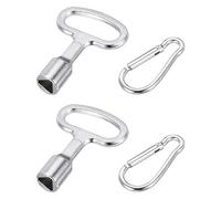 QUARKZMAN 2 Pcs Cle Triangle Poubelle, Argenté Poubelle en Métal avec Clé Triangulaire et Porte-Clés