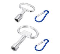 QUARKZMAN 2 Pcs Cle Triangle Poubelle, Poubelle en Métal avec Clé Triangle et Porte-Clés, Argenté