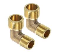 QUARKZMAN 2 Pcs Coude À 90 Degrés Mâle G 3/8 Pouce x Mâle G 1/4 Pouce, Raccord De Tube En Laiton, Connecteur Pour Fluide, Gaz, Carburant, Huile, 29x30mm