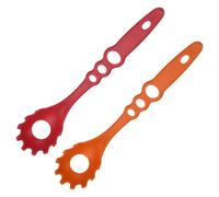 QUARKZMAN 2 Pcs Cuillère À Pâtes Avec Dents, Fourchette À Pâtes En Nylon Anti-Adhésive Résistante À La Chaleur Cuillère À Nouilles Passoire Pince Avec Trous De Mesure Pour Cuisine