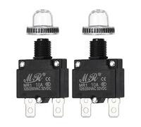 QUARKZMAN 2 Pcs Disjoncteur À Bouton-Poussoir 10Amp,125/250V AC 32V DC Protection Thermique De Surcharge À Réinitialisation Manuelle Avec Capuchons De Bouton Étanches