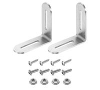 QUARKZMAN 2 Pcs Équerre Réglable en L 65x24x65mm Argent | Acier Inoxydable, Équerre d'Angle Droit, Support en L Fendu en Métal avec 2 Fentes, pour Fixation Meuble en Bois