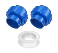 QUARKZMAN 2 Pièces 50mm(1-1/2") Raccord Union PVC Bleu | Adaptateur à Joint Coulissant (Embase x Embase), Joint Torique en Éthylène-Propylène Intégré, pour Systèmes d'Irrigation