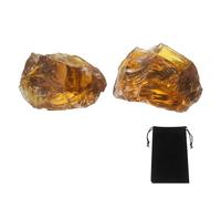 QUARKZMAN 2 Pièces Cristaux Bruts En Verre Ambre Jaune, Pierres Cristal Réelles revêches Avec Sac En Velours Pour Remplissage De Vase Décoration De Paysage Décoration De Maison Collection