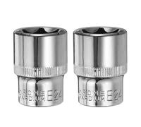 QUARKZMAN 2 pièces Douille E-Torx 1/2" Drive E24, douille profonde 6 pans en acier Cr-V, douille femelle astre pour réparations automobiles, bricolage et travaux manuels (longueur : 1,5")