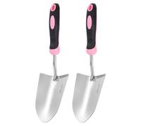 QUARKZMAN 2 Pièces Petites Pelles De Jardin 13.23 x 3.39 Transplantoir en Acier Inoxydable avec Manche Outils De Jardin pour Jardinage Désherbage Plantation, Rose