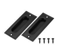 QUARKZMAN 2 Poignées De Porte Enfoncement Doigt, 4.3" Poignée De Porte Coulissante Rectangle En Acier Inoxydable Avec Vis Pour Maison Salle De Bain Grange Placard Fenêtre, Noir