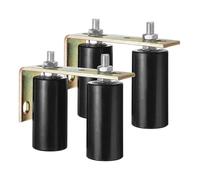 QUARKZMAN 2 Set Galet Guide pour Portail Coulissant 50x100mm, Roulette Nylon M12x40mm avec Équerre Guide Sol pour Porte Grange Coulissante, Roue Universel Guidage Support Plancher Mur, Noir