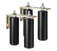 QUARKZMAN 2 Set Galet Guide pour Portail Coulissant 50x150mm, Roulette Nylon M12x40mm avec Équerre Guide Sol pour Porte Grange Coulissante, Roue Universel Guidage Support Plancher Mur, Noir