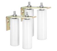 QUARKZMAN 2 Set Galet Guide pour Portail Coulissant 50x150mm, Roulette Nylon M12x40mm avec Équerre Guide Sol pour Porte Grange Coulissante, Roue Universel Guidage Support Plancher Mur, Blanc