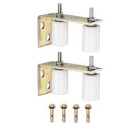 QUARKZMAN 2 Set Galets Guide Pour Porte Coulissante, 1.73" L-Bracket Arrière Poste Galets Nylon Pour Porte, Kit Réglable Galets Coulissants Pour Portes Coulissantes Grilles Grange 1.65" Dia,