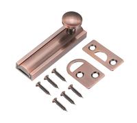 QUARKZMAN 2" Verrou De Surface En Laiton Massif, Verrou Coulissant De Sécurité Dissimulé Pour Portes Avec Vis, Finition Brossé Pour Portes Enfouies De Placard Armoire, Bronze Rouge