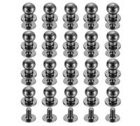QUARKZMAN 20 Ensembles de Rivets à Tête Sphérique en Laiton, Diamètre de 6 mm. Rivet à Vis pour Bricolage en Maroquinerie, Noir