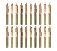 QUARKZMAN 20 Pcs M6x50 Goujons À Double Tête, Vis À Bois Auto-Taraudeuses En Acier Au Carbone Pour Pieds De Meubles En Zinc Coloré