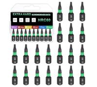 QUARKZMAN 20 pièces embouts tournevis carrés SQ1 - Queue hexagonale 1/4" - 25mm/1" - Magnétiques 4 pointes - Acier S2 qualité industrielle - Pour tournevis électriques - Tige 6mm
