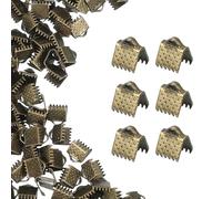 QUARKZMAN 200Pcs Embouts De Ruban, Embouts De Serrage De Ruban De 6mm Pince Marque-Page Pince Cuir Cordon, Fermoirs Pliables Embout Pince Pour Collier Bracelet Fabrication, Bronze