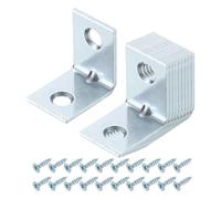 QUARKZMAN 20pcs Équerre d'Angle Metale en Forme de L, 20x15x20mm Équerres d'Assemblage Renforcée à Angle Droit, Corniere Fixation avec Vis pour Étagère en Bois Coin Meubles, Argenté