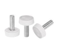 QUARKZMAN 20pcs M5 x 14mm Mâle Filetage Moleté Boutons Blanc | Pouce Vis Serrage Poignée Plastique Main Boutons avec Fileté Goujon