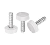 QUARKZMAN 20pcs M5 x 16mm Mâle Filetage Moleté Boutons, Pouce Vis Serrage Poignée Plastique Main Boutons avec Fileté Goujon, Blanc