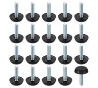QUARKZMAN 20Pcs Pieds De Nivellement pour Meubles Filetés M6, 23x25mm Pieds De Table Réglables, Glisseurs Filetés pour Meubles pour Pieds De Chaise Et Tabouret, Noir