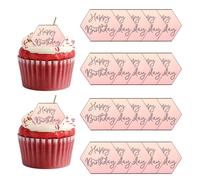 QUARKZMAN 20Pcs Toppers À Gâteau En Miroir Acrylique, Toppers À Cupcake Joyeux Anniversaire Formes Hexagonales Piques Laser Décorations De Dessert Pour Célébrer Fête Mariage Shower,