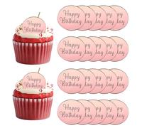 QUARKZMAN 20Pcs Toppers À Gâteau En Miroir Acrylique, Toppers À Cupcake Joyeux Anniversaire Formes Rondes Piques Laser Décorations De Dessert Pour Célébrer Fête Mariage Baby Shower,