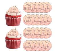 QUARKZMAN 20Pcs Toppers Pour Gâteau En Acrylique Miroir, Toppers Pour Cupcake Anniversaire Formes Rondes Piques Laser Décorations Dessert Pour Fête Mariage Baby Shower, 002-Rose Gold