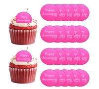 QUARKZMAN 20Pcs Toppers Pour Gâteau En Acrylique Miroir, Toppers Pour Cupcake Anniversaire Heureux Formes Rondes Pics Laser Décorations Dessert Pour Célébrations Fête Mariage Baby Shower,