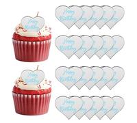 QUARKZMAN 20Pcs Toppers Pour Gâteau En Acrylique, Toppers Pour Cupcake Joyeux Anniversaire Formes De Coeur Pics Laser Décorations De Dessert Pour Célébration Fête Mariage Baby Shower,