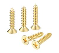 QUARKZMAN 20Pcs Vis À Bois En Laiton M5 x 25mm | À À Tête Plate Phillips Auto-Taraudeuse Charnières Porte, Meubles Électroménagers
