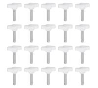 QUARKZMAN 20Pcs Vis de Serrage Vis à Oreilles M6 x 25mm Filetage Mâle Standard Plastique Boutons en T Poignées Boutons de Serrage Manuels Poignée Vis Moletée, Blanc
