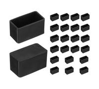 QUARKZMAN 24pcs Rectangle Chaise Jambe Capuchons PVC Noir 20 x 40 MM | Chaise Jambe Plancher Protecteurs Antidérapant, Chaise Pieds Couvertures pour Bois Dur Plancher Meubles Protecteurs