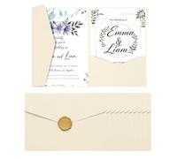 QUARKZMAN 25 Pcs A7 Enveloppes De Poche Pour Invitation Avec Autocollant De Cire À Cacheter Doré 5x7 Cartes D'invitation De Mariage Tri-pli Pour Mariage Anniversaire Diplôme Invite De