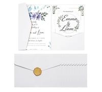 QUARKZMAN 25 Pcs Enveloppes De Poche Pour Invitations A7 Avec Autocollant De Cire D'or 5x7 Cartes D'invitation De Mariage Triples Pour Mariage Anniversaire Diplôme Invitations De Poche,