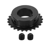 QUARKZMAN #25 Pignon Chaîne À Rouleaux Alésage 22mm Diamètre Extérieur 53.5mm, 25 Dents Acier Au Carbone C45 Trou Rond Avec Rainure Clé 6x2.8mm & Vis Fixation Pour Chaîne ISO 04C, Noir
